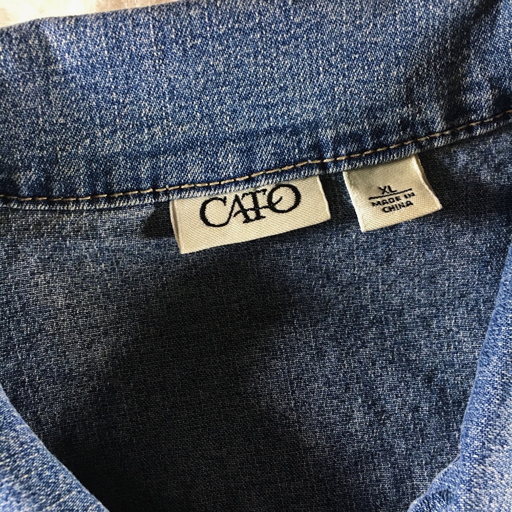 Cato Women's Gem Studded Jean Button Up Jacket - Picture 5 of 6